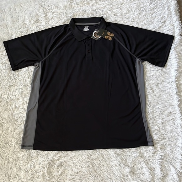 MOHEEN 12129 MENS LIGHTWEIGHT SHORT SLEEVE COOL DRI POLO TOP BLACK/GRAY SIDE 3XL - Picture 4 of 9